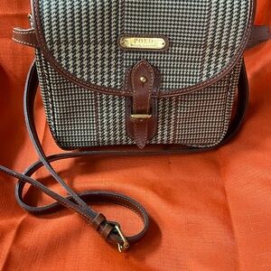 Polo by Ralph Lauren Brown & Black Houndstooth Crossbody Bag